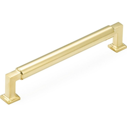 Haniburton 6 Inch Center to Center Unlacquered Brass Cabinet Pull