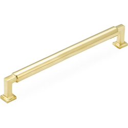 Haniburton 8 Inch Center to Center Unlacquered Brass Cabinet Pull