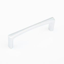 Italian Contemporary 4 Inch Center to Center Polished Chrome Cabinet Pull