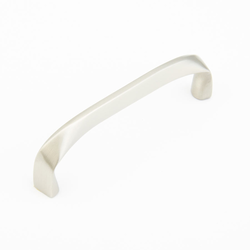 Italian Contemporary 4 Inch Center to Center Satin Nickel Cabinet Pull