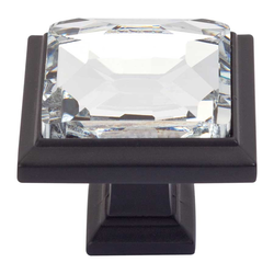 Legacy Crystal 1-5/16 Inch Diameter Matte Black Cabinet Knob