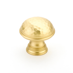 Atherton Hammered Plain Edge Knob 1-1/4 inch Diameter Satin Brass