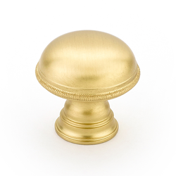 Atherton Plain Knurled Edge Knob 1-1/4 inch Diameter Satin Brass