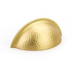 Atherton Hammered Knurled Edge Cup Pull 3 inch Center to Center Satin Brass