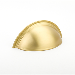 Atherton Plain Knurled Edge Cup Pull 3 inch Center to Center Satin Brass