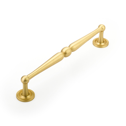 Atherton Pull with Knurled Footplate 8 inch Center to Center Satin Brass