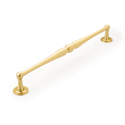 Atherton Pull with Knurled Footplate 15 inch Center to Center Satin Brass