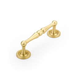 Atherton Pull with Plain Footplate 4 inch Center to Center Satin Brass