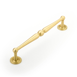 Atherton Pull with Plain Footplate 8 inch Center to Center Satin Brass