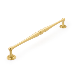 Atherton Pull with Plain Footplate 15 inch Center to Center Satin Brass