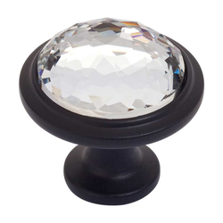 Legacy Crystal 1-5/16 Inch Diameter Matte Black Cabinet Knob