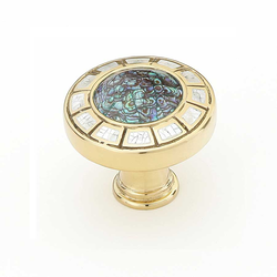 Fair Isle 1-1/2 Inch Diameter Polished Brass Cabinet Knob