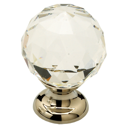 Fire 1-1/8 Inch Diameter Clear Crystal/Polished Nickel Cabinet Knob