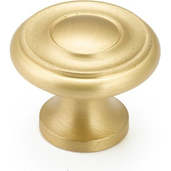 Colonial 1-1/4 Inch Diameter Satin Brass Cabinet Knob