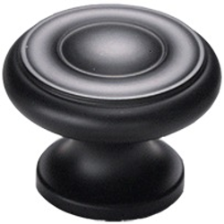 Colonial 1-1/2 Inch Diameter Flat Black Cabinet Knob