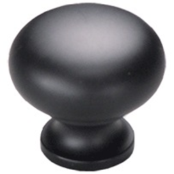 Country 1-1/4 Inch Diameter Flat Black Cabinet Knob