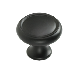 Country 1-1/4 Inch Diameter Flat Black Cabinet Knob