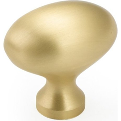 Country 1-3/8 Inch Diameter Oval Satin Brass Cabinet Knob
