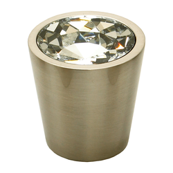 Fire 1-1/16 Inch Diameter Clear Crystal/Satin Nickel Cabinet Knob