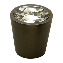 Fire 1-1/16 Inch Diameter Clear Crystal/Bronze Cabinet Knob