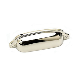 Solid Brass Traditional Designs 3 Inch Center to Center Polished Nickel Cabinet Cup Pull