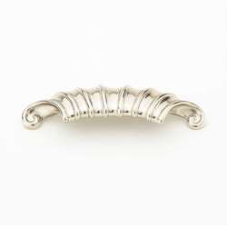 French Court 2 Inch Center to Center White Brass Cabinet Cup Pull