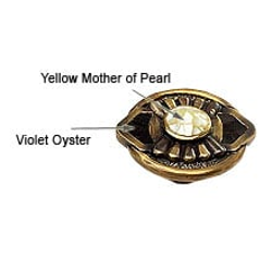 Heirloom Treasures 1-11/16 Inch Diameter Antique Brass/Mother of Pearl/Violet Oyster Cabinet Knob