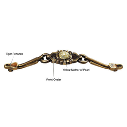 Heirloom Treasures 6-1/2 Inch Center to Center Antique Brass/Mother of Pearl/Violet Oyster Cabinet Pull