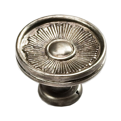 Sunburst 1-3/8 Inch Diameter Silver Antique Cabinet Knob