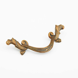 French Court 3-1/2 Inch Center to Center Monticello Brass Cabinet Pull