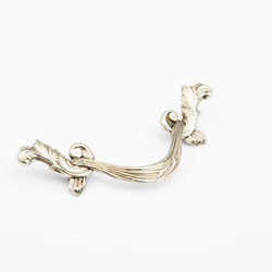 French Court 3-1/2 Inch Center to Center White Brass Cabinet Pull