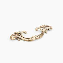 French Court 5-3/8 Inch Center to Center Monticello Silver Cabinet Pull