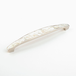 Mother of Pearl 8 Inch Center to Center Polished Nickel/White Mother of Pearl Cabinet Pull