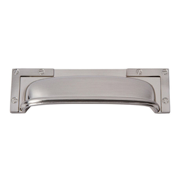 Campaign L Bracket Cup Pull 3-3/4 inch Center to Center Brushed Nickel