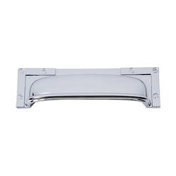 Campaign L Bracket Cup Pull 3-3/4 inch Center to Center Polished Chrome