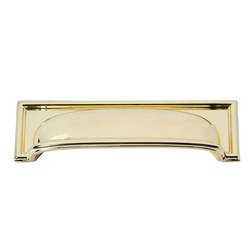 Campaign Rope Cup Pull 3-3/4 inch Center to Center Polished Brass