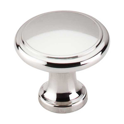 1-1/8 Inch Length Asbury Ringed Cabinet Knob, Polished Nickel