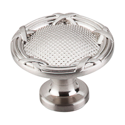 1-1/4 Inch Length Edwardian Ribbon &amp; Reed Cabinet Knob, Brushed Satin Nickel