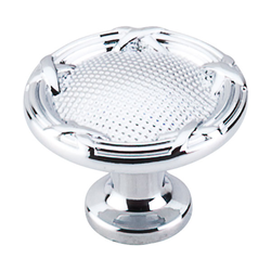 1-1/4 Inch Length Edwardian Ribbon &amp; Reed Cabinet Knob, Polished Chrome