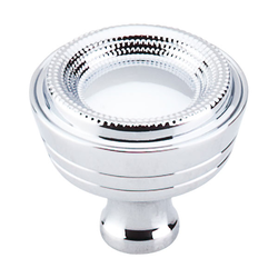 1-5/16 Inch Length Edwardian Beaded Cabinet Knob, Polished Chrome