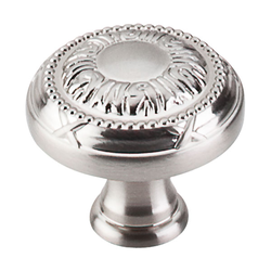 1-1/8 Inch Length Edwardian Ribbon Cabinet Knob, Brushed Satin Nickel