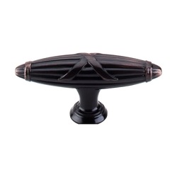 2-3/4 Inch Length Edwardian Ribbon &amp; Reed T-Handle Cabinet Knob, Tuscan Bronze