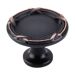 1-1/4 Inch Length Edwardian Ribbon &amp; Reed Cabinet Knob, Tuscan Bronze