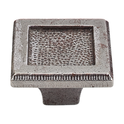 2 Inch Length Britannia Square Inset Cabinet Knob, Cast Iron