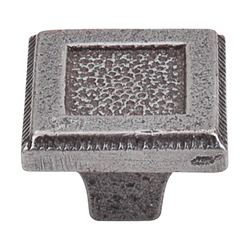 1-5/16 Inch Length Britannia Square Inset Cabinet Knob, Cast Iron