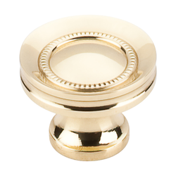 1-1/4 Inch Length Somerset II Button Faced Cabinet Knob, Polished Brass