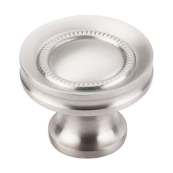 1-1/4 Inch Length Asbury Button Faced Cabinet Knob, Brushed Satin Nickel