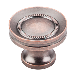 1-1/4 Inch Length Somerset II Button Faced Cabinet Knob, Antique Copper