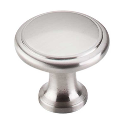 1-1/8 Inch Length Nouveau Ringed Cabinet Knob, Brushed Satin Nickel