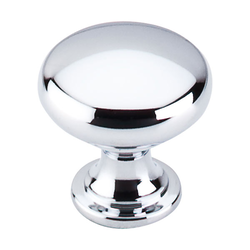 1-3/16 Inch Length Nouveau Hollow Round Cabinet Knob, Polished Chrome